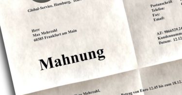 Mahnbescheid mit Mahngebühren